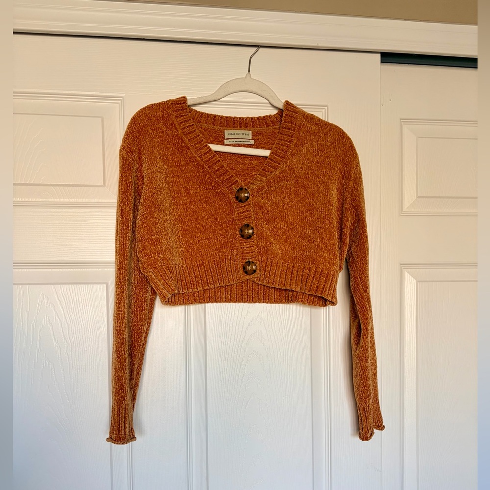 Burnt Orange Super Soft Cropped Cardigan Sweater — Urban Outfitters — XS